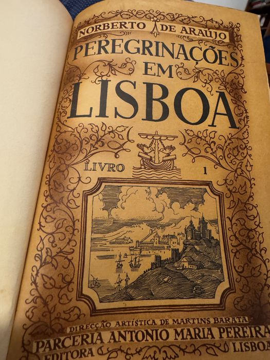 PEREGRINAÇÕES EM LISBOA, Norberto de Araújo.Encadernação editorial em pele, com ferros a Ouro.
