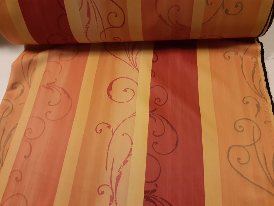 Tkanina obrusowo-zasłonowa żółty/pomarańcz/bordo szer.152 cm.