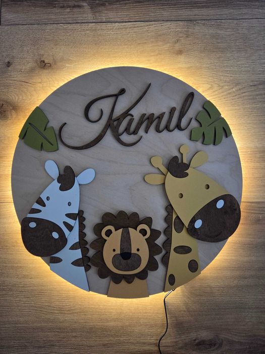 lampka nocna SAFARI LED drewniana