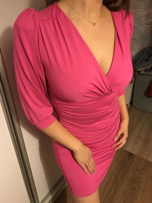 Róźowa sukienka wygodna i sexy L