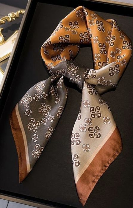 Nowa apaszka odcienia brązu czekoladowego 70 x 70  jedwab sztuczny