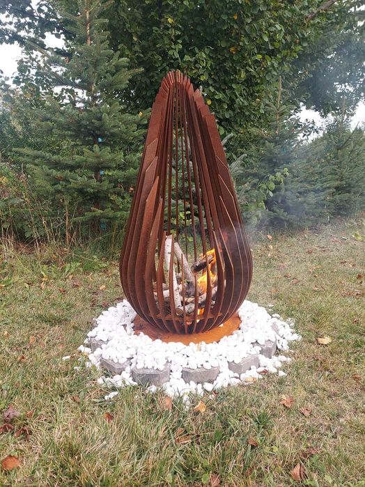 DUŻE palenisko ogrodowe „KROPLA” blacha CORTEN, ognisko dekoracja HIT