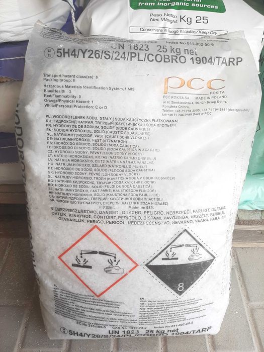 Soda Kaustyczna PŁATKI worek 25 kg