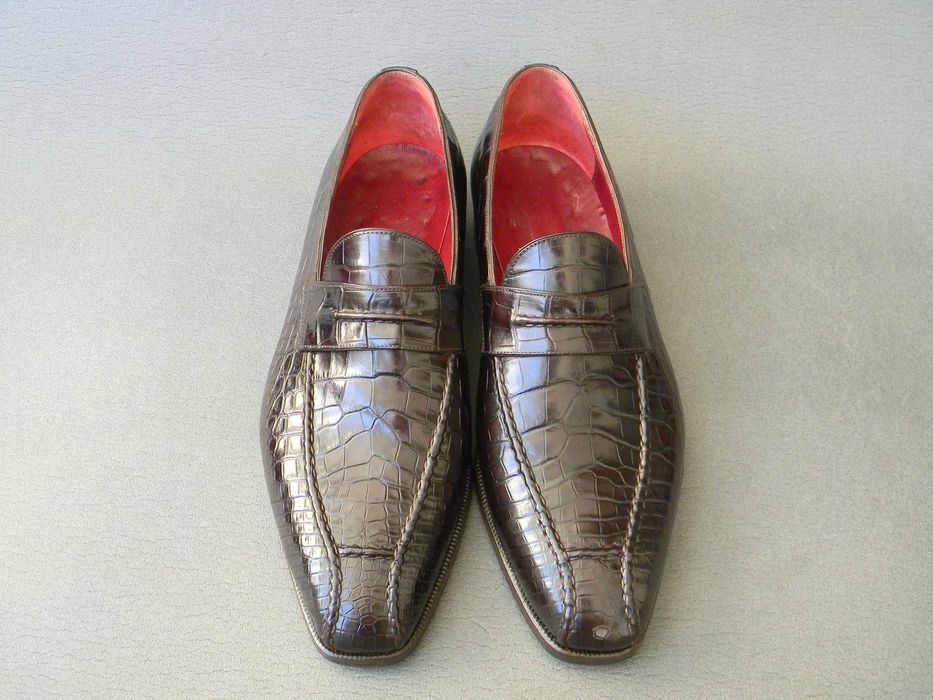 Шикарні туфлі, лофери із крокодила Feru, Італія як  Kiton чи Brioni