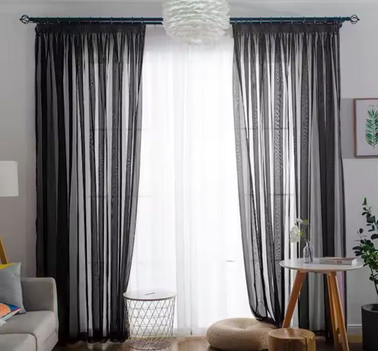 Black Tulle Curtains L140xH180 and 140x137