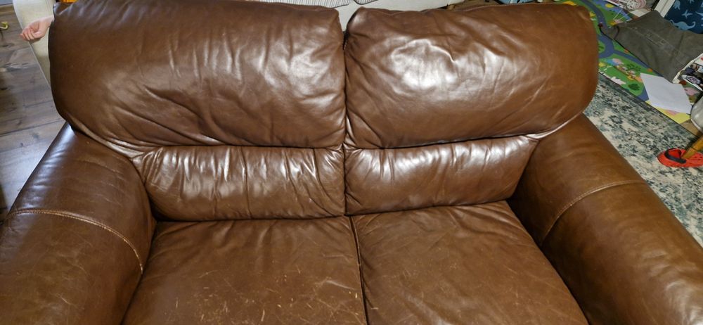 Sofa skorzana plus fotel