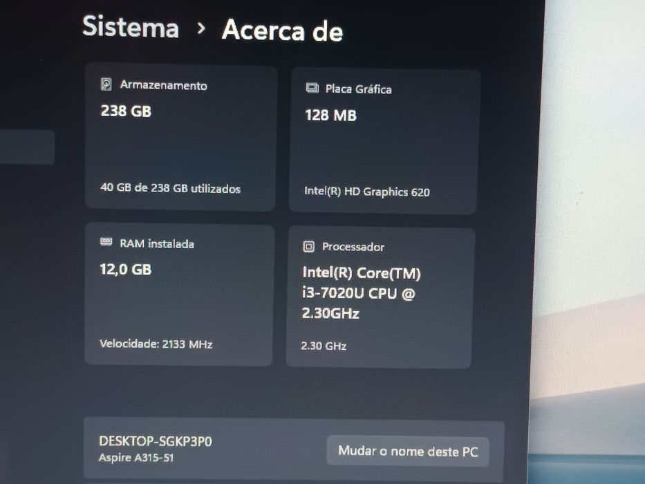 Portátil Acer  /  12GB RAM  /  SSD 256GB