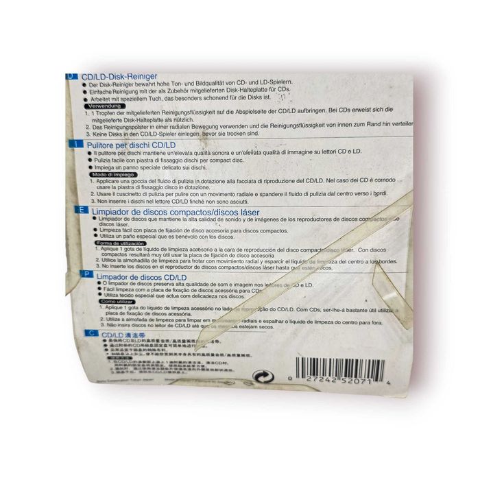 Kit de Limpeza CD/LD Sony CD-9DCL – Novo em Embalagem Original