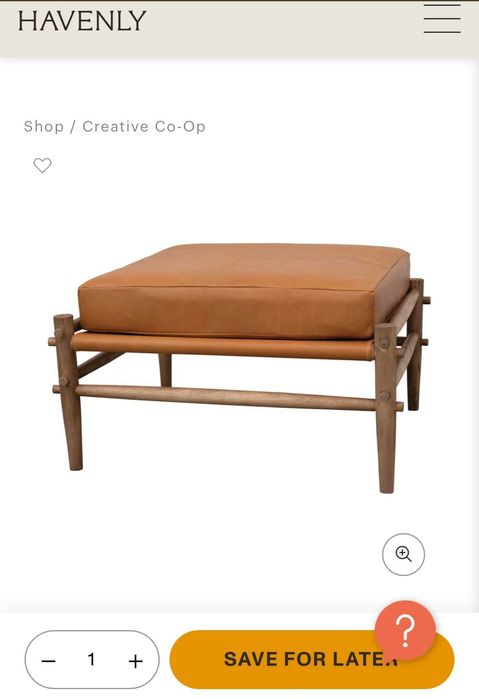 Banco em couro e bambu, design nórdico