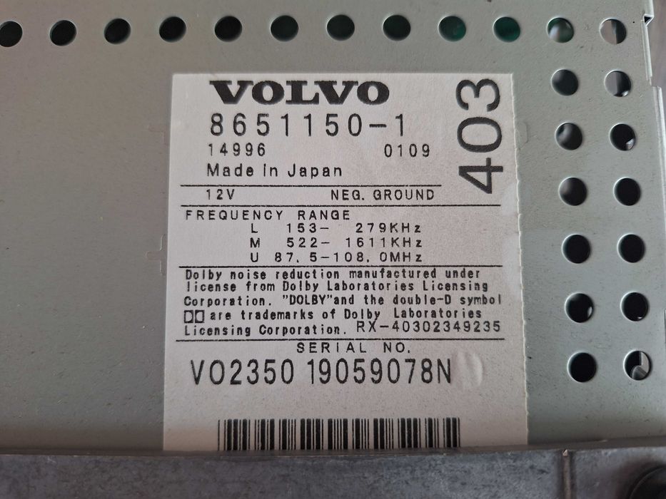 Radio Hu-403 orygianalne volvo
