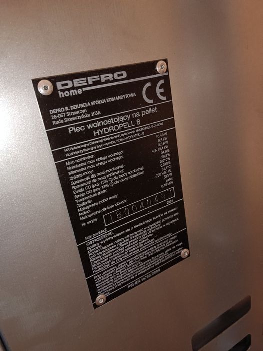 Piec wolnostojący na pellet HYDROPELL 8