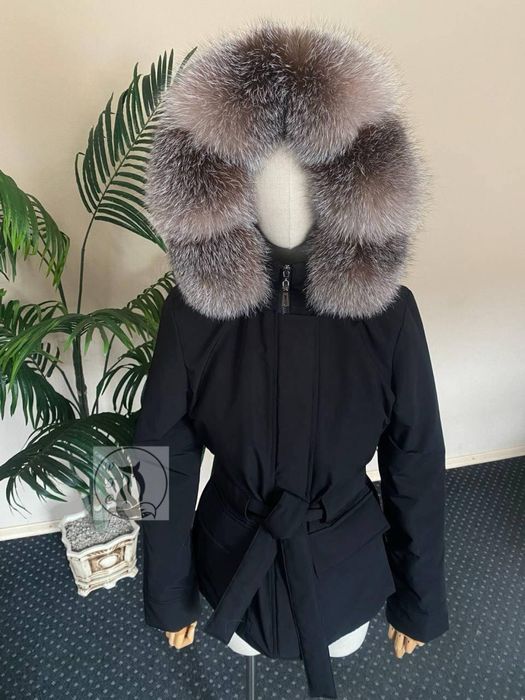 Куртка парка зимова з натур. хутром блюфрост золотистий. Розміри 42-60