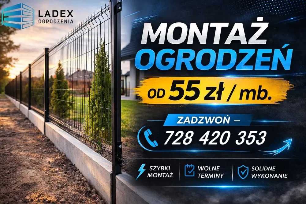 Ogrodzenia panelowe - montaż 55zł/mb POMORSKIE!