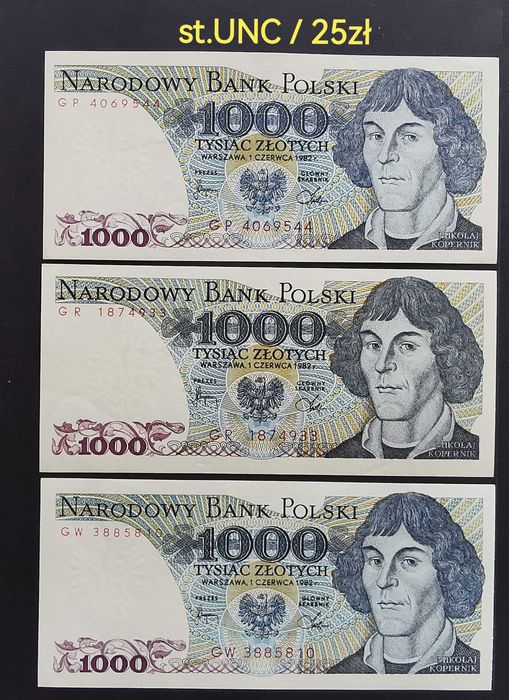 1000 zł 1982r st.1 / UNC różne serie