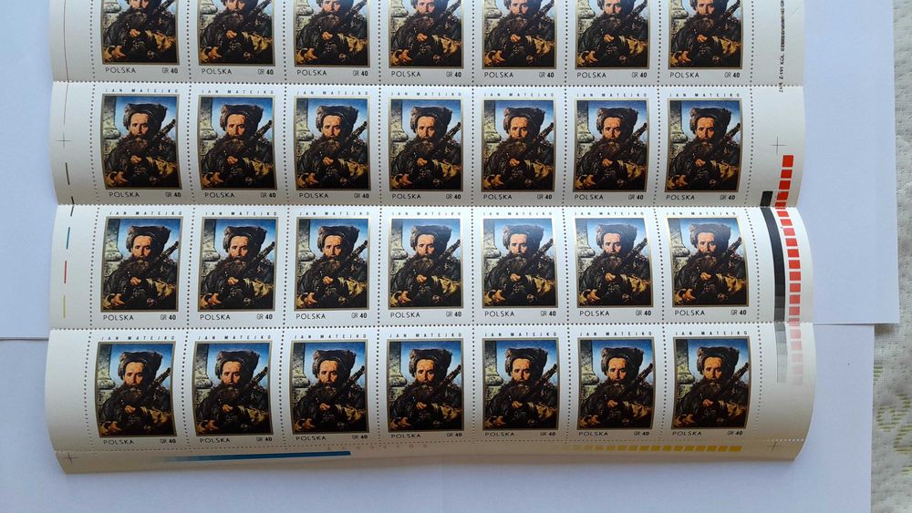 Znaczki polskie ARKUSZ 1972 Malarstwo polskie  - Matejko arkusik,  niestęplowane