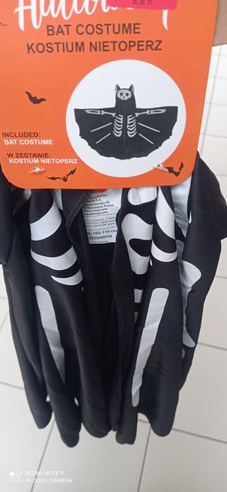 Strój przebranie szkielet kościotrup nietoperz  110 116
