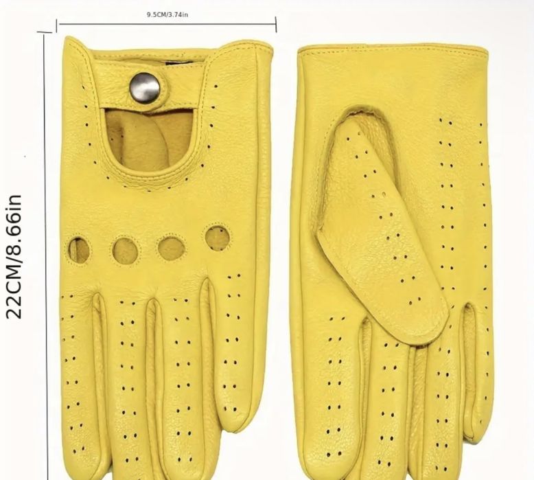 Мужские кожаные перчатки с перфорацией в британском стиле. Размер М