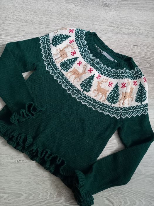 Зимовий теплий новорічний светр на дівчинку 5-6 років