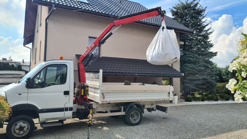 Wywóz odbiór odpadów gruzu gałęzi korzeni ziemi worek gruz big bag dźwig hds usługi transportowe i dźwigowe kontener