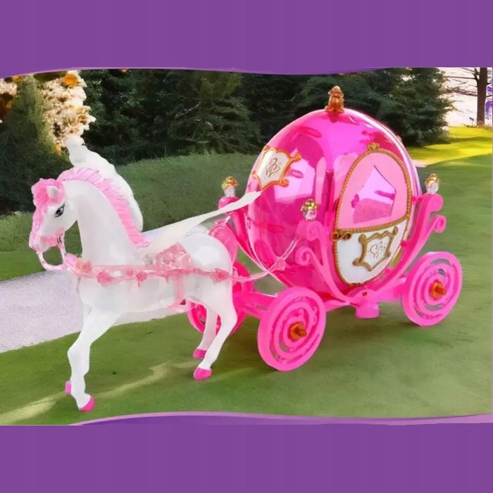 Duża Kareta Lalka Chodzący Koń Dźwięki Światła 315