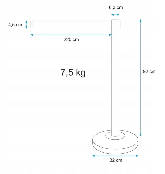 VEVOR Barierka/ szlaban/ z taśmą -bdb stan!  2,2m-- 3 sztuki