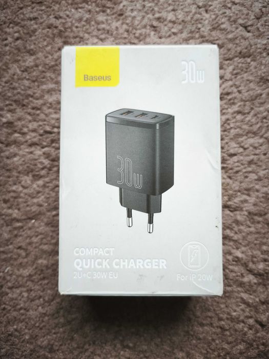 Зарядний пристрій, адаптер живлення Baseus Compact Quick Charger 2U+C 30W EU