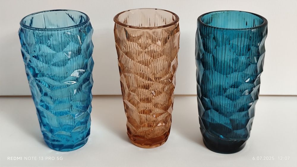 Szkło Kolorowe PRL-u Wazony Patery Owocarki