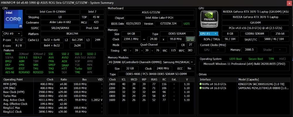 ASUS ROG Strix Scar 17 G733ZW 64Gb DDR5 2Tb SSD NVME