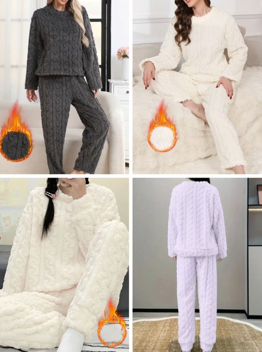 Новая зимняя пижама женская, мужская теплый костюм плюшевый косичка