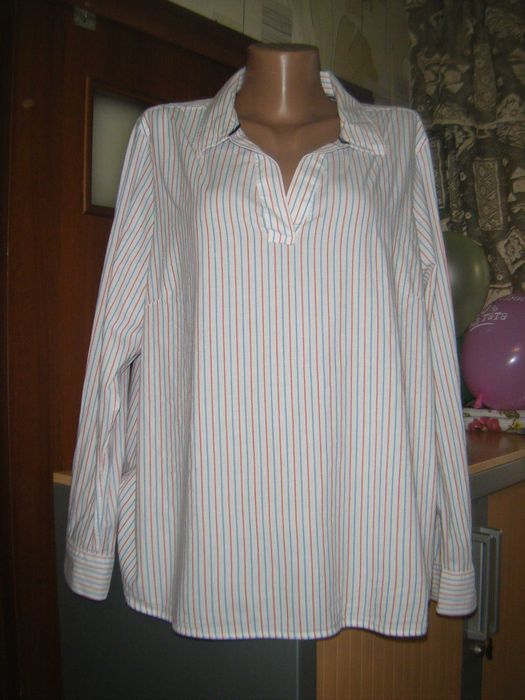Комфортная котоновая блуза в полоску, размер ХL - 18 - 52