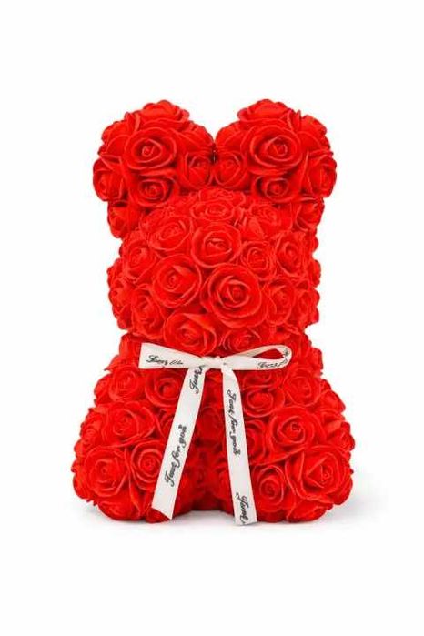 Подарунок дівчині мамі Зайчик з 3D троянд 25 см Подарок девушке маме