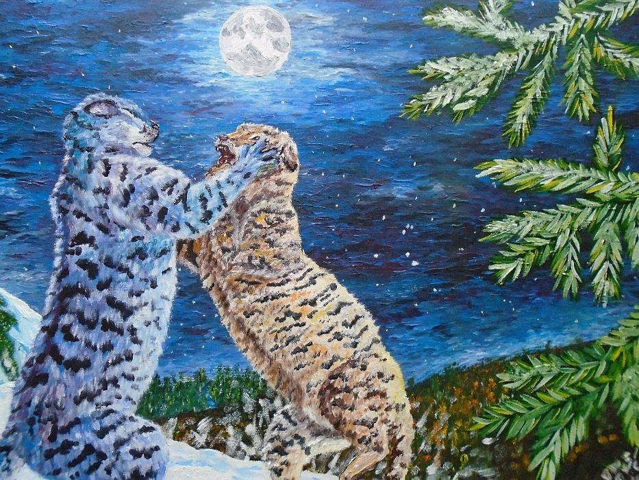 Картина маслом «Тигрики» — оригінальний живопис на полотні (60×80)