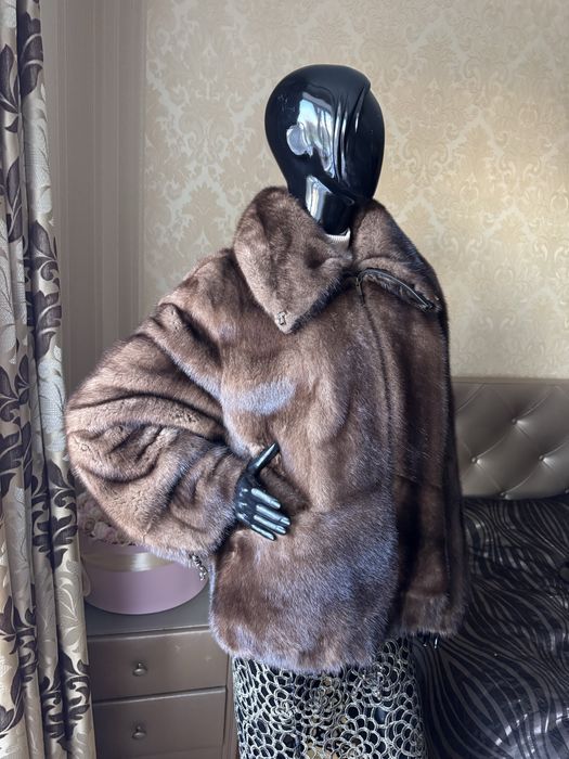 Норковий полушубок/бомбер MIDO, 48-52, 70 см, колір соболь