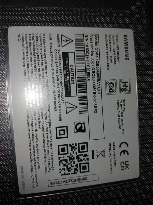 Samsung Q-led 65 cali uszkodzona matryca