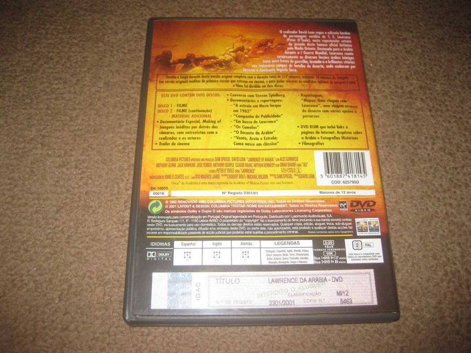 "Lawrence da Arábia" com Omar Sharif/Edição Especial com 2 DVDs!