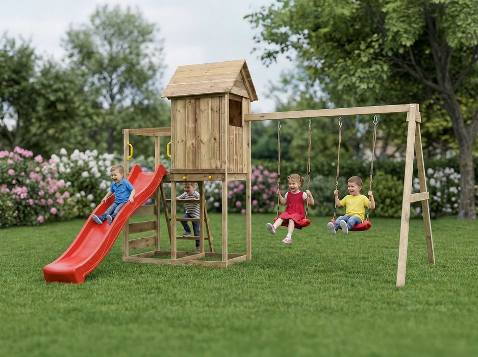 Domek dla dzieci do ogrodu, Plac zabaw, Huśtawka, Piaskownica, DARMOWA DOSTAWA