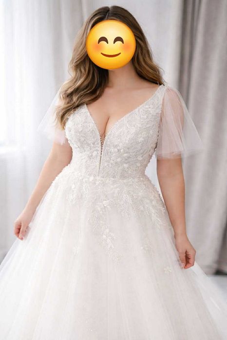 WYPRZEDAŻ!!! Suknia Ślubna 00112 roz. 48 kolor ivory kwiaty 3D