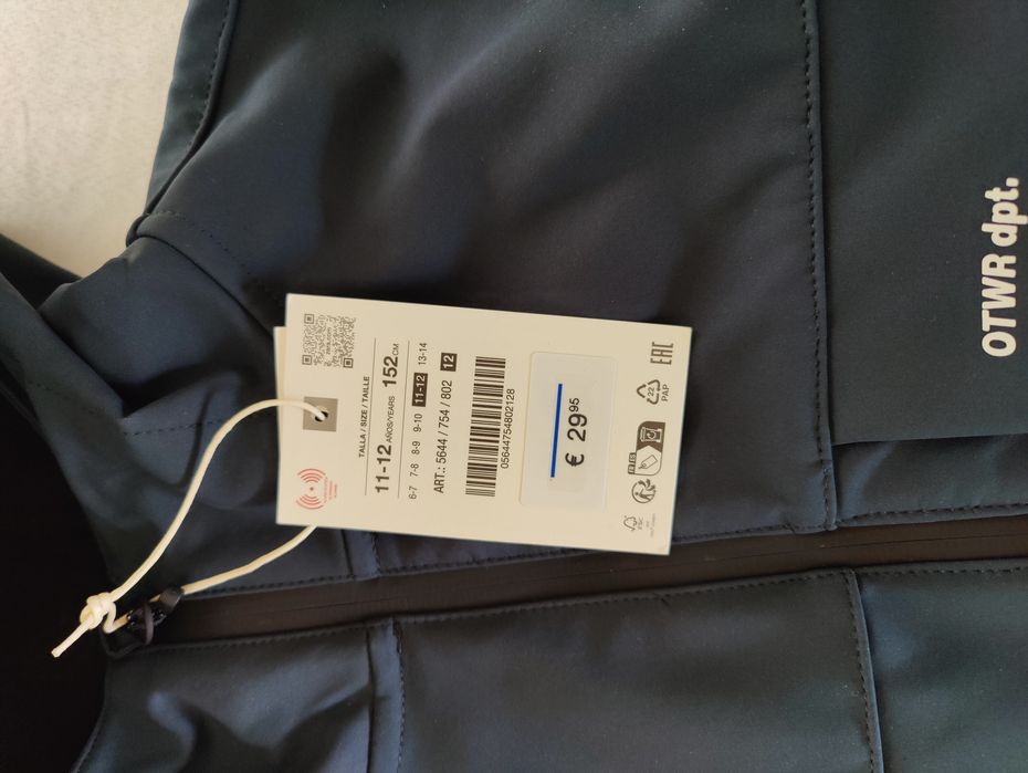 Casaco Zara softshell novo menino cinza escuro