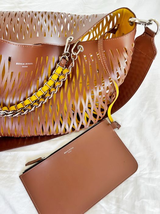 Mala / Carteira SONIA RYKIEL Baltard emmarrom e amarela.