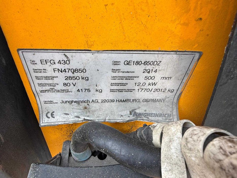 Wózek widłowy elektryczny Jungheinrich EFG 430 triplex 6,5m