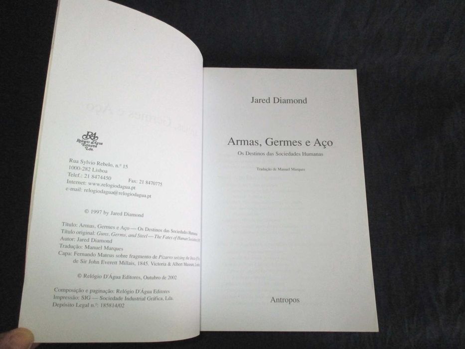 Livro Armas Germes e Aço Os Destinos das Sociedades Humanas