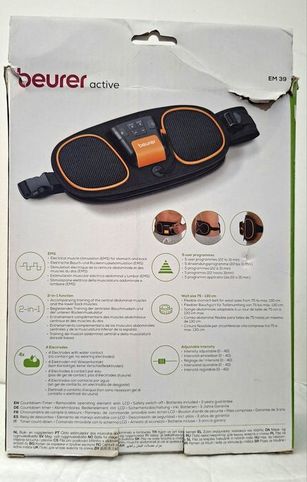 Cinto Electrostimulação Beurer EM 39 Abdominal e Lombar (Completo)