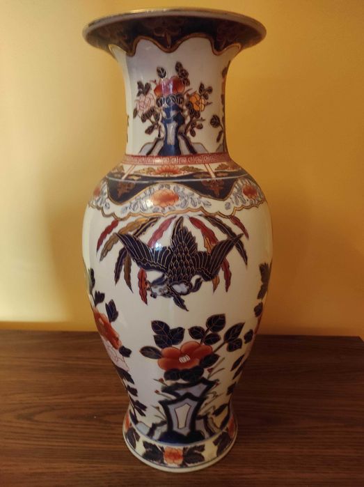 Vaso cerâmica oriental aves e plantas