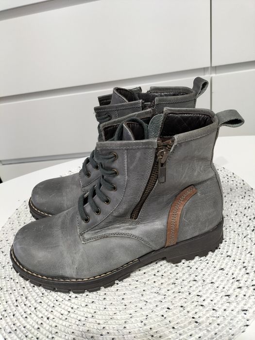 Skórzane botki (trapery) jak Rieker rozm 37 wkładka 23 cm
