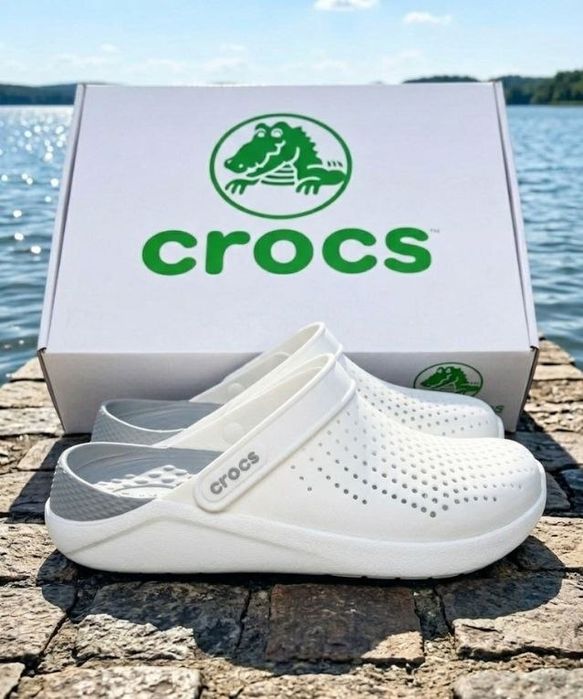 Чоловічі шльопанці Crocs lite ride/шльопанці сабо/білі чоловічі крокси