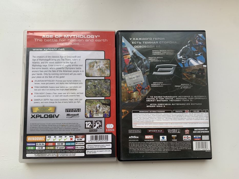 Ігри ПК PC Window диски з Spider-man 3 , Age of mythology the titans