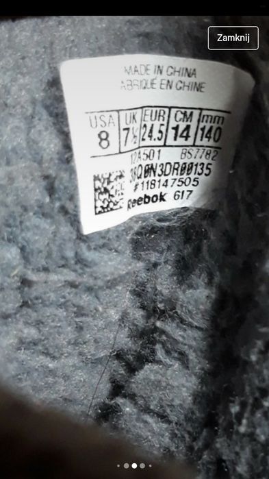 Zimowe buciki Reebok 24.5 stan idealny wysyłka olx lub pobranie