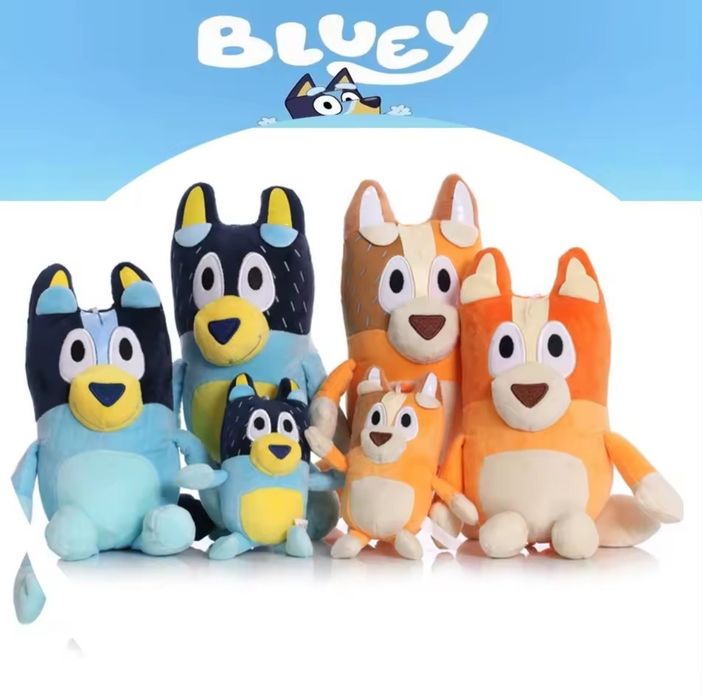 Блуи мягкие игрушки и брелки Бинго Чили Бендит Блуї 28 см Bluey
