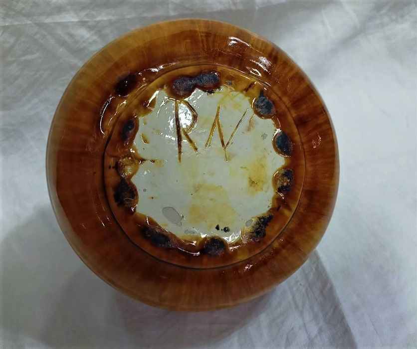 Vaso Vidrado Cerâmica Assinado RN