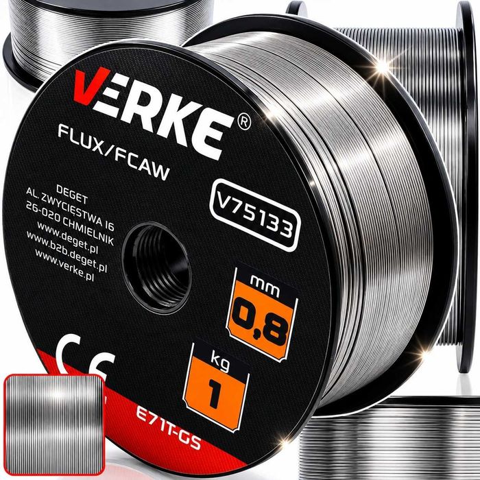 Drut spawalniczy mig flux E71-GS, 0,8 mm, 1 kg VERKE